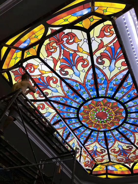 stretch ceiling light with print dubai