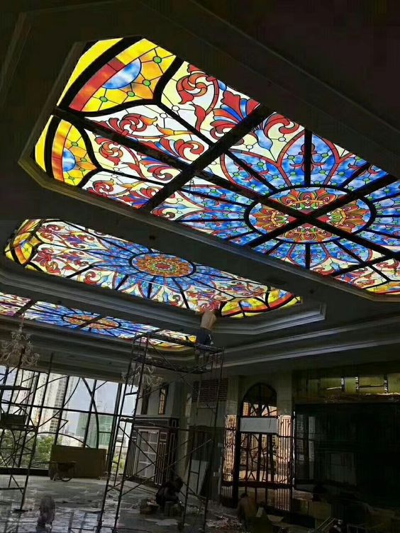 stretch ceiling light with print dubai